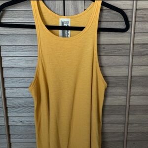 Free People Razorback Ribbed Loose Swing Tank Yellow Small